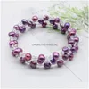 Bracelets de couche de perles d'eau douce perlées 11 couleurs teintées perles et perles de cristal clair bracelet bracelet pour femmes mariage Dhscv