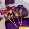 Wedding Gold Foil Flowers Plated Artificial Rose with Gift Box for Valentines Day Mother Day Thanksgiving Birthday Decorative Flowers