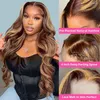 Body Wave 30 Inch Highlight 13x6 Lace Wig Human Hair Wigs Honey Blond Water Colored Ombre 13x4 Frontal For Women