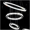 Pendelleuchten Kristall Diamant Ring LED Kronleuchter Licht Moderne Lampe 3 Kreise Unterschiedliche Größe Position Drop Lieferung Lichter Beleuchtung I Dhenb