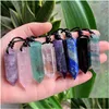 Collane con ciondolo Big Pendum Pietra naturale Amet Collana di cristallo di quarzo rosa Healing Ametista Fluorite Lapis Ossidiana Corda C Dhgarden Dhlcr