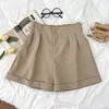 Dames shorts Kusahiki Fashion Folds elastische hoge taille vrouw pak lente herfst nieuwe bodems causale vaste Koreaanse brede been korte mujer y2302