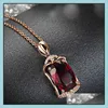 Pendant Necklaces Tourmaline Ruby Necklace Temperament Trend Big Naked Stone Rose Gold Sier Drop Delivery Jewelry Pendants Dh1Fh