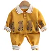 Clothing Sets Autumn and spring cartoon twopiece childrens baby boy clothes Korean version cute toddler girls sportsw 230203