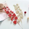 Arrangements de fleurs d'or de Noël simulation de feuille de poudre décoration de festival de feuille d'amour décoration de scène de mariage plante de simulation en plastique en gros