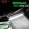 S自転車フロントランプ6000Lumenバイク8000MAH防水懐中電灯USB充電MTBロードサイクリングライトアクセサリー0202