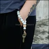 Key Rings Ring Bead Bracelet Party Favor Butterfly Wooden Beads Camouflage Wristband Wrist Keychain Pendant Prevent Missing 2903 Q2 Dhjik