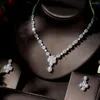 Halsband örhängen set mode vackert vatten droppe cz kvinnor smycken brud ogräsande parure bijoux femme mariage n-1358