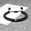 Strand z koralikami Naturalne lawowe kamienne kamienne bransoletka Tybetańska Budda Drewna koraliki Plecione mężczyźni kobiety Armband Akcesoria Biżuteria Prezent