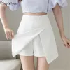 Women's Shorts 2021 Summer High Wasit Chiffon Elegant Fashion Wide Legged Short Skirts Girls A-Line SHT132 Y2302