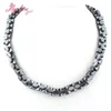 Chains 8x9mm Black Funnel (No Magnetic) Hematite Natural Stone Beads Fashion Jewellery Necklace Women Gift 15.5"