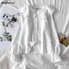 Mulheres blusas camisas mulheres peter pan colarinho estilo coreano na moda estudantes kawaii adorável diário streetwear casual 230203