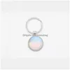 Nyckelringar Natural Crystal Stone Keychain Handgjorda DIY rund ädelsten Keyring Charm Pendant för kvinnor Drop Leverans smycken DH1WI