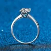 Solitaire Ring Certified Moissanite Engagement Rings for Women 1CT 2CT Rund Brilliant Lab Diamonds Wedding Band Sterling Silver Fine Jewelry Y2302