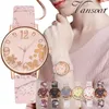 Wristwatches 2023 Fashion Women Small Fresh Printed Embossed Flower Dial Girl Luxury Watch Female Clock Quartz Elegant