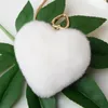 Keychains Moda Fluffy Rex Fur Ball Pom Keychain Heart Keyring Casas de casal Correntes Key Clef de Fourrure Bag Charm Pingente