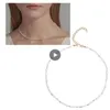 Necklace perla artificiale Donne vintage Sfigto di girocollo fatto a mano Shory Tiny Chain Fashion Choker Ciondolo Elegante Collaro di metallo 40 cm