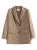 Feminino feminino blazers fsle colar colarinho completo manga regular cintura solta traseira design casaco de gabinete de gabinete sólido blazer de trespassado 230202