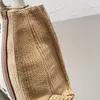 Sacos de praia bolsas femininas designer bolsa moda listra carta alça lã tricô grande capacidade saco compras forro lona totes