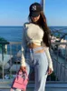 Two Piece Dress Tossy White Knit Women Sets Fall Ribbed Crop Top And Pleated Knitted Skirt Suits For Midi 230202