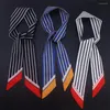 Scarves 95cm 5cm Stripe Printed Small Scarf Women Silk Hijab Headband Long Bag Accessories Fashion Ribbons Tie