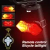 Lights USB RECHARGEABLE BICYCLE TAILLEight Wireless Remote Control Turn Signal LED Cykel bakre ljus natt ridning säkerhet varningslampa 0202