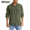 Men's Casual Shirts TACVASEN Summer Tactical Mesh Breathable Long Sleeve MultiPockets Work Cargo Quick Dry Military Army 230202