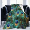 Blankets Peacock And Vintage Botanical Flannel Fleece Blanket Ultra Soft Cozy Warm Throw Lightweight Microfleece For Home