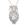 Pendentif Colliers Hibou Style Cage Ajouré Sier Plaqué Strass Pendentifs Pour Collier Chanceux Mode Européenne Femmes Hommes Drop Delive Dhocs