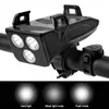 Lichten 4 in 1 USB Bike Light 3 LED Bicycle Lamp MTB MTB VOOR CYCLING TORCH MET TELEFOONHOUDER EN POWER BANK FUNCITON 0202