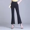 Pantalon femme Capris noir Flare taille haute Slim femme pantalon fendu costume coupe dame mode cloche bas Leggings élastique femme