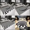 Tapis 3D Maison Tapis Noir Blanc Stéréo Vision Tapis Salon Paillasson Table Threensionnel Canapé Illusion Décoration1 Drop Delivery Dhdou