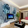 Fondos de pantalla Acuarela Azul Rosa Flor Papier Peint Mural Papeles de pared para dormitorio Po Wallpaper Art Calcomanías Murales 3D