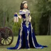 Robes de soirée formelles bleu royal vintage avec jupe détachable Appliques Maroc Kaftan Velvet Sirvet Arabe Caftan Prom Party Robe 2023 BC15103