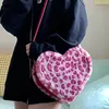 Akşam çantaları xiuya Japon gotik lolita omuz kadın pembe leopar tavşan kürk kalp şekli zincir çantalarla kadın çanta 230203