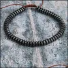 Fili di perline Arrivo Bracciale di perline da uomo Regolabile Pietra naturale Ematite Braccialetti da polso con perline intrecciate Nce Braccialetti Gioielli Regalo F Otgso