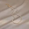 Chains Retro Simple Fashion Design Geometric Pearl Necklace East Gate Net Red Art Fan Choker Personality Tide Women
