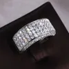 Solitaire Bague Bling Femmes Bagues Micro Pavé Brillant CZ Pierre Argent Couleur À La Mode Anneaux De Mariage De Luxe Bijoux En Gros Y2302