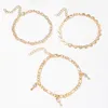 Anklets Bohemian Heart Shape Multilayer Key for Women Fashion Gold Color Pärlor Anklet Summer Beach Ankle Armband Foot Chain