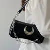 Evening Bags Fashion Design Womens Underarm Moon Locking Buckle Female Shoulder PU Leather Ladies Crossbody Purse Handbags 230203