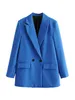 Costumes pour femmes Blazers TRAF femmes Chic bureau dame Double boutonnage Blazer Vintage manteau mode col cranté à manches longues dames vêtements d'extérieur élégant hauts 230203