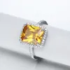 Anéis de casamento imitação de luxo amarelo cristal moda prata cor cz jóias de zircão charmosa jóias femininas bijoux