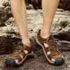 Leer Leer Echte comfortabele klassieke slippers Zomerheren Sandalen Big Soft Soft Outdoor Casual Shoes Men 230203 501