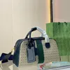 Bruine bowlingzakken vrouwen canvas cross body tas ontwerper handtassen presbyopische letter 22 ritssluiting zakje geweven verwijderbare riem echt lederen handgreep