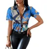 Casual Women Designer Shirt Tank Top Blouse Tops Color Blocking Short Sleeved Clothing