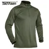 T-shirt da uomo TACVASEN con tasca con cerniera T-shirt a maniche lunghe T-shirt tattiche da uomo Camicie con colletto a 1/4 zip Quick Dry Military Army Tops Uomo 230203