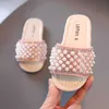 Slipper Princess Girls Summer 2022 Kids Sandals Slides Beach Swimming Bath Slippers For Children Bling Pearls Beading Soft Chic 0203