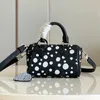 Almas bb Bag Shell Tragetaschen Damen Handtaschen Umhängetaschen Kleine Geldbörse Genarbtes Epi-Rindsleder Infinity Dots Print Kürbis Silber Hardware M21698 Beutel