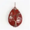 Pendanthalsband Natural Stone Healing Crystal Tree of Life Charms Waterdrop Pendants Rose Quartz Copper Wire Wrapped Trend Dhgarden Dht3i