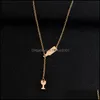 Pendant Necklaces 1Pc Beer Cup Long Necklace For Women Wine Bottle Gold Sier Color Chain Party Fashion Gift Jewelry Wholesale Drop D Otyaf